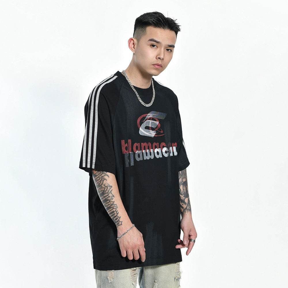 Fashion Letter Loose Short Sleeve T-shirt For Men MuddyStock