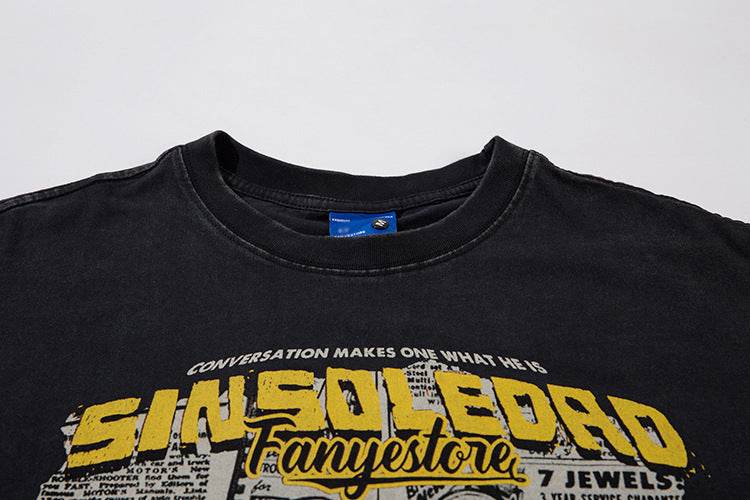 Retro Cartoon Pattern Car Short Sleeve For Men And Women MuddyStock