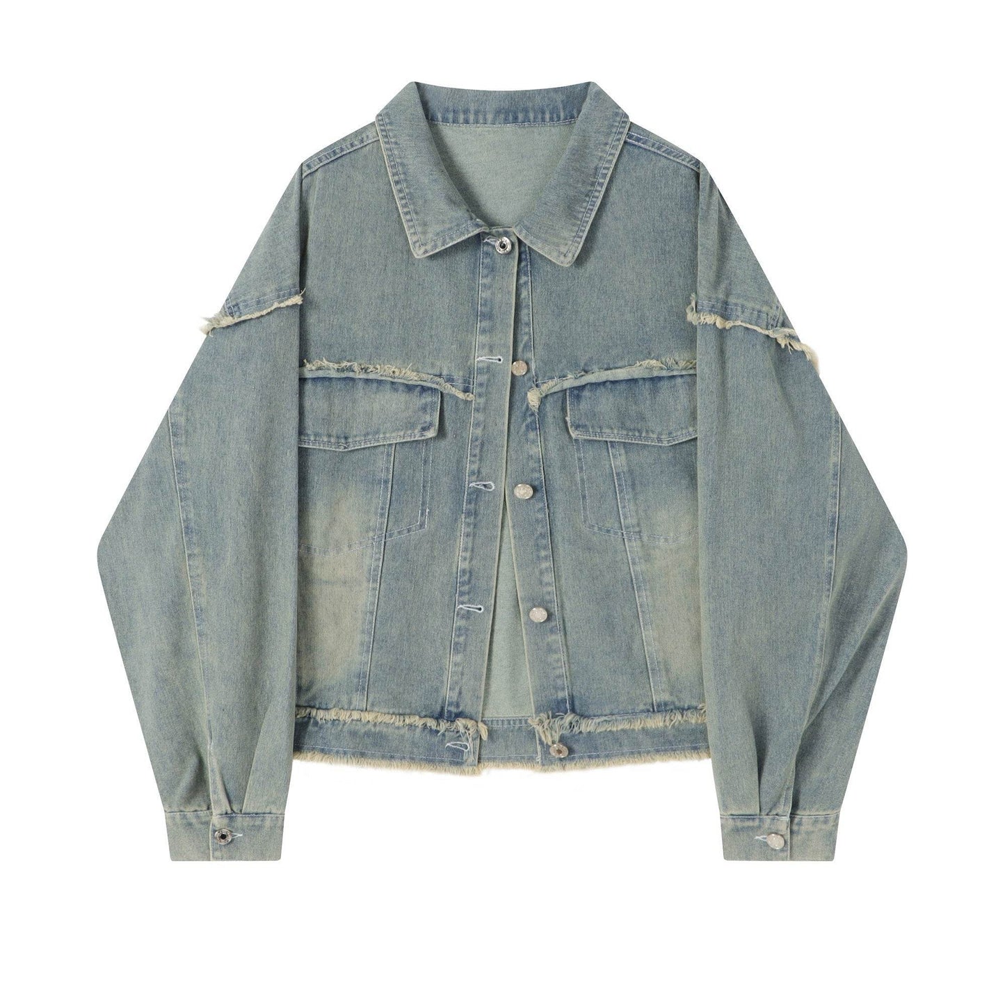 Butterfly Patch Short Denim Jacket For Women Blue MuddyStock