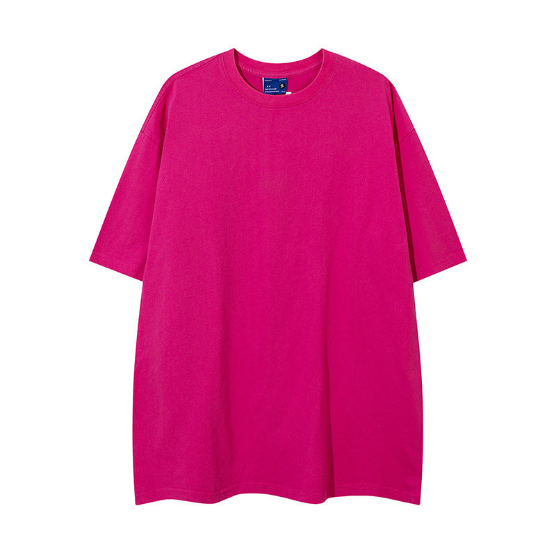 Washed Distressed Loose Short-sleeved T-shirt For Men And Women | MuddyStock Originals Rose Red MuddyStock