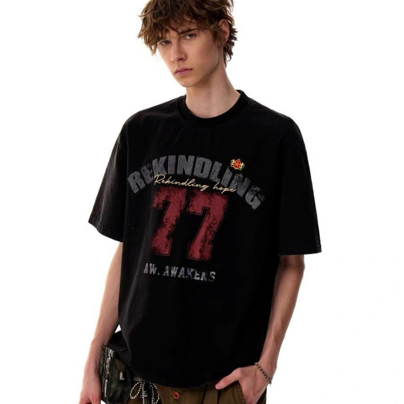 Street-style Loose-fitting Versatile Short-sleeve T-shirt For Men