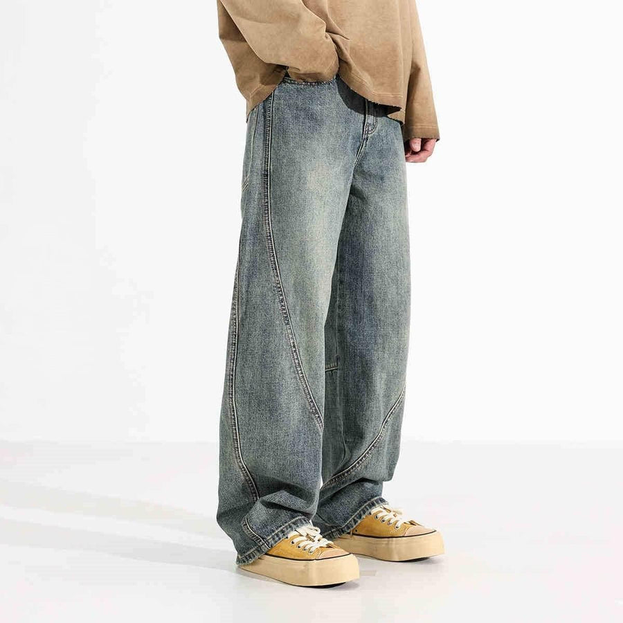 Men's Loose Wide-leg Retro Distressed Loose Jeans