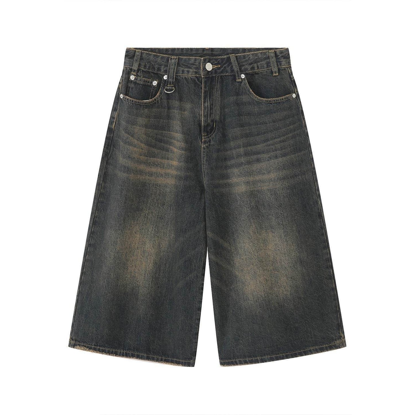 Retro Distressed Flared Cropped Pants For Men And Women Old Blue MuddyStock