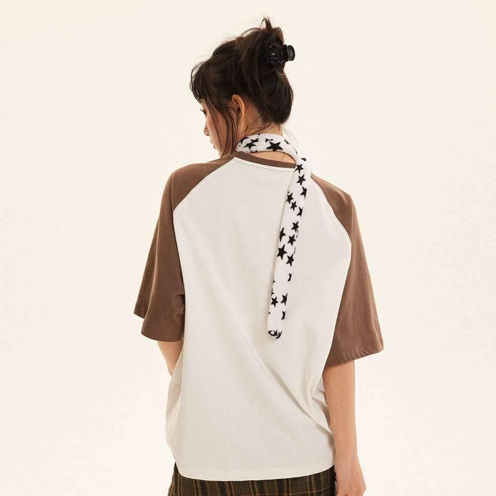 Animal Puppy Printed Color Matching Short Sleeve For Women