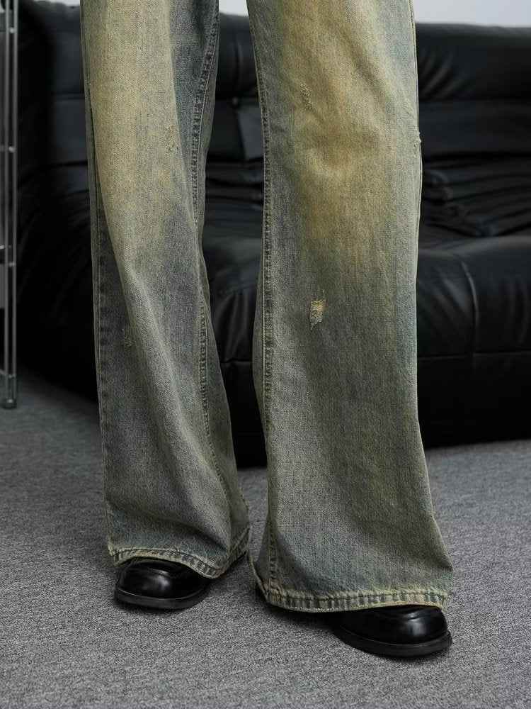 Loose All-match American Retro Distressed Wide-leg Jeans For Men MuddyStock