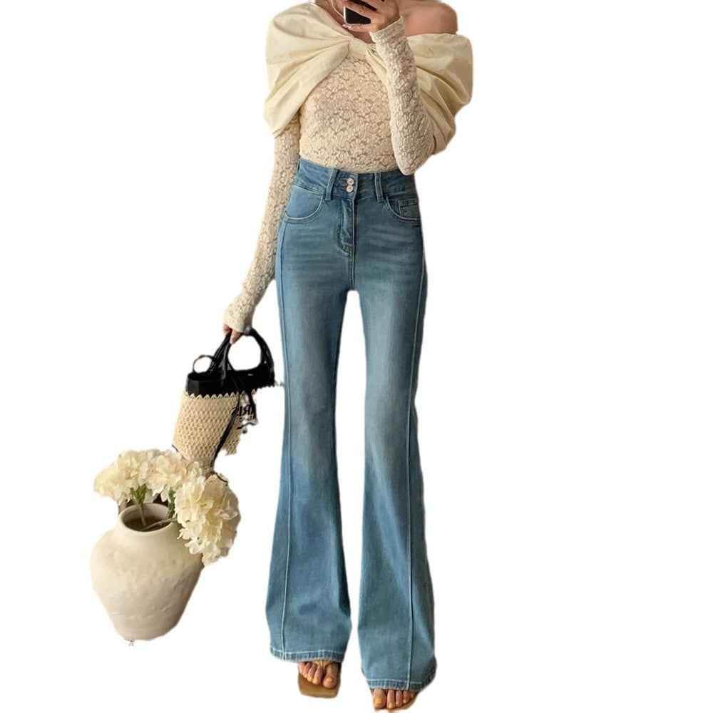 Women's High Waist Stretch Slim Bell-bottom Pants MuddyStock