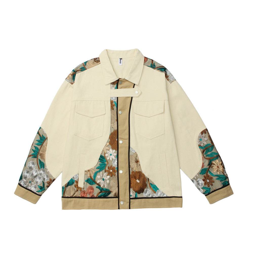 Stitching Lace Coat For Women Khaki MuddyStock