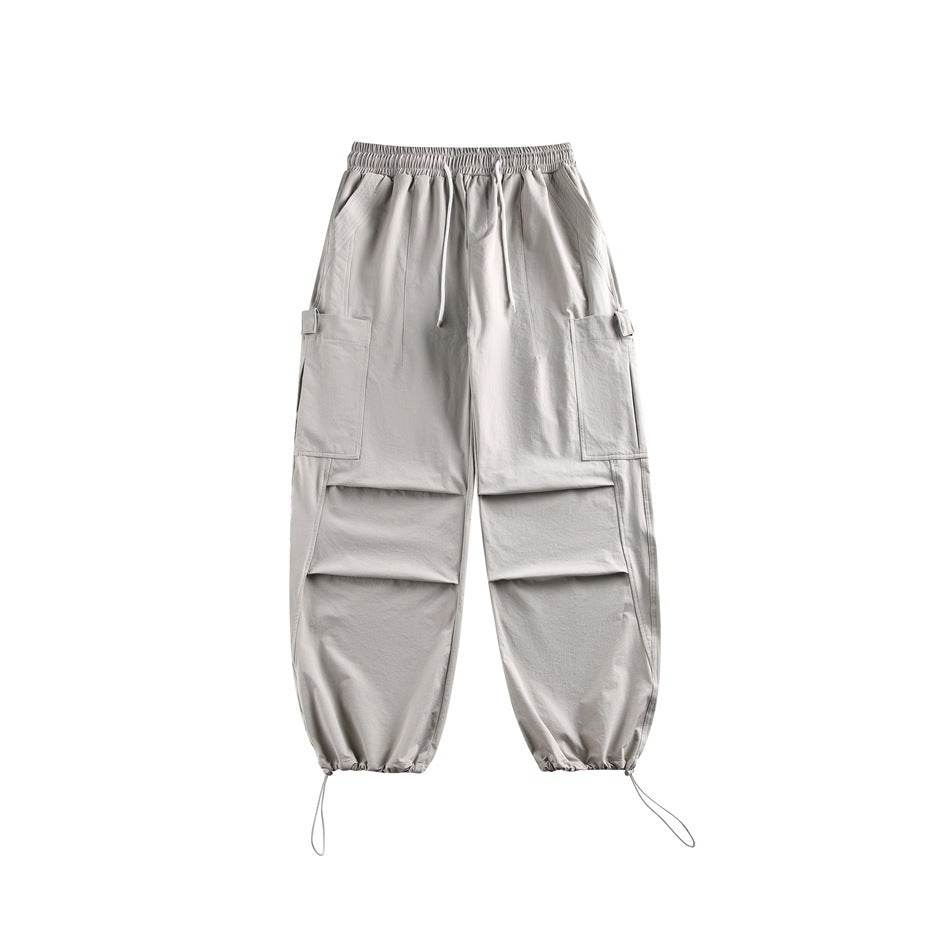 Casual Straight-leg Loose Cargo Pants Male Light Gray MuddyStock