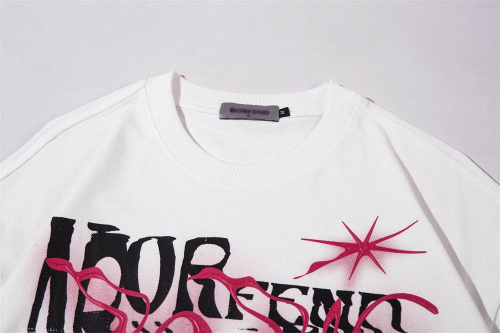 Fashion Abstract Letter Print Short-sleeve For Women MuddyStock