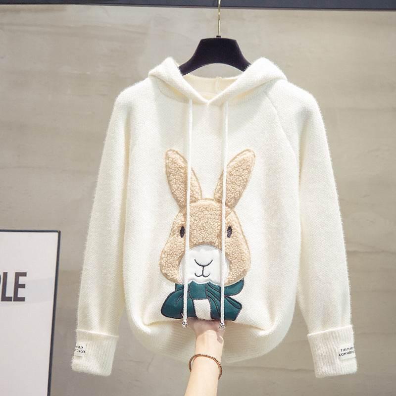 Hooded Mink Fleece Sweater For Both Men And Women White