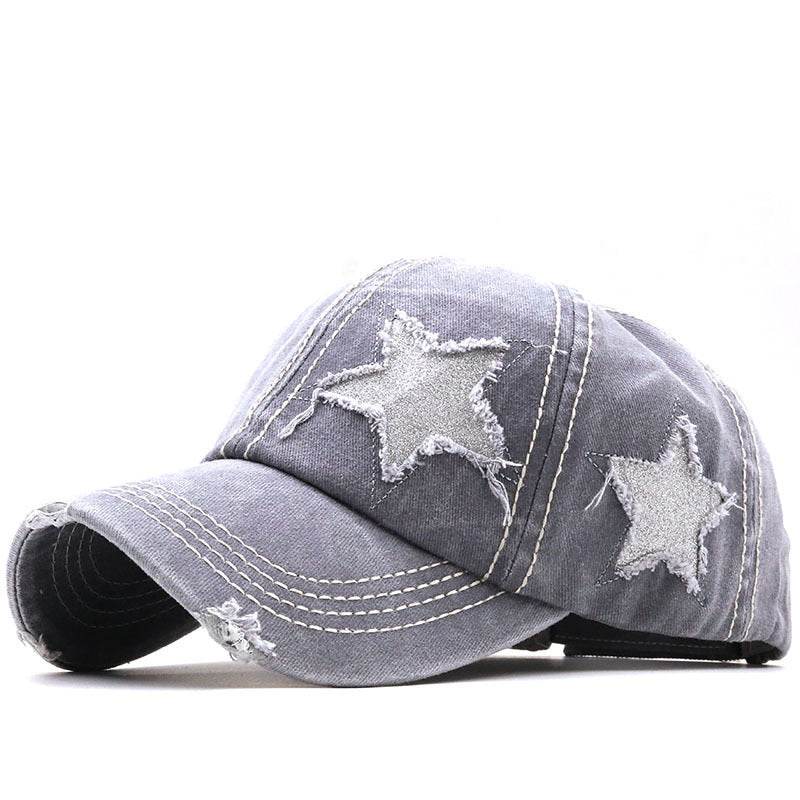 Washed And Worn Pentagram Baseball Cap Grey MuddyStock