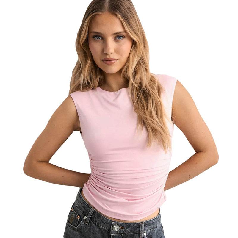 European And American Solid Color Off-neck Backless Slim Fit T-shirt Top MuddyStock