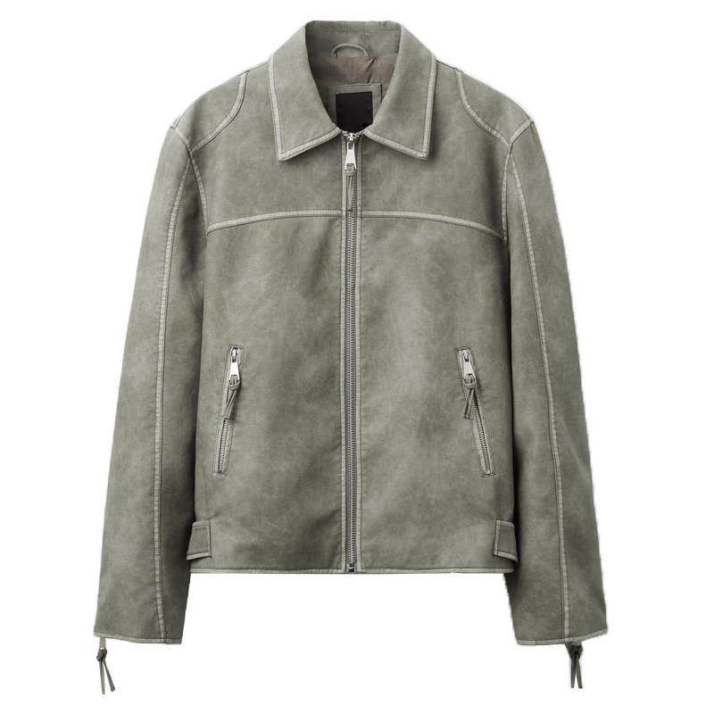 Men's Zipper Distressed Retro Washed Jacket MuddyStock