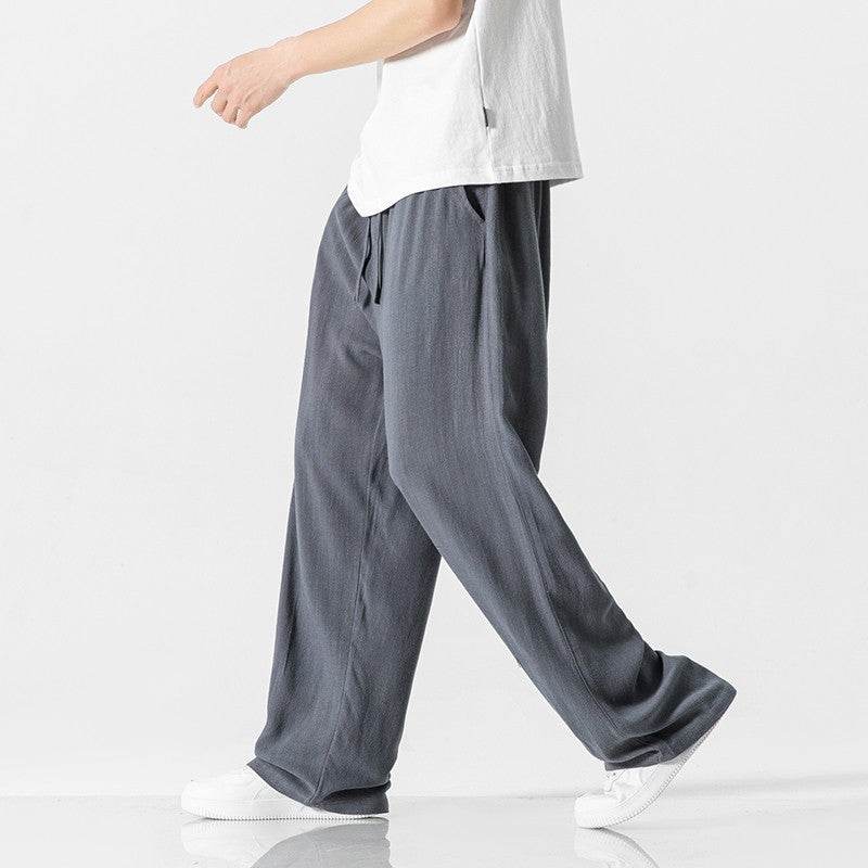 Linen Pants Men's Summer Loose Straight Casual Trousers MuddyStock