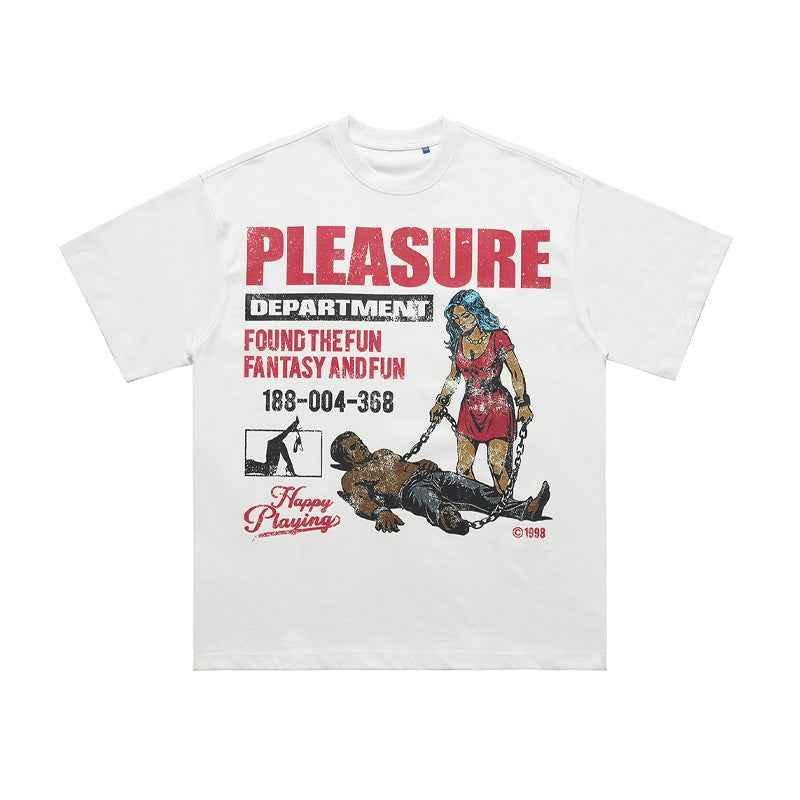 Letter Printed Pure Cotton Loose Short Sleeve T-shirt For Men White