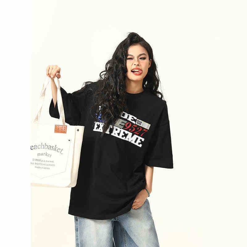 Retro Short-sleeved T-shirt For Women Black MuddyStock