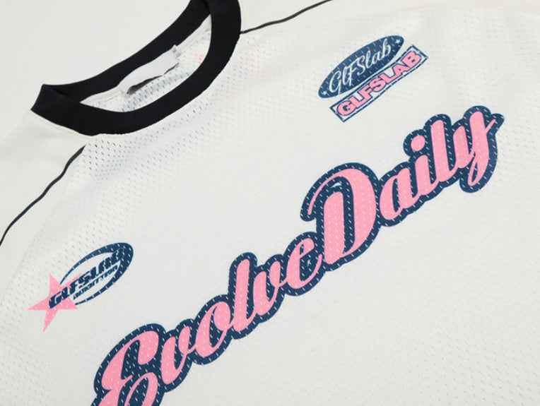 Letter Printed Mesh Breathable T-shirt For Men MuddyStock