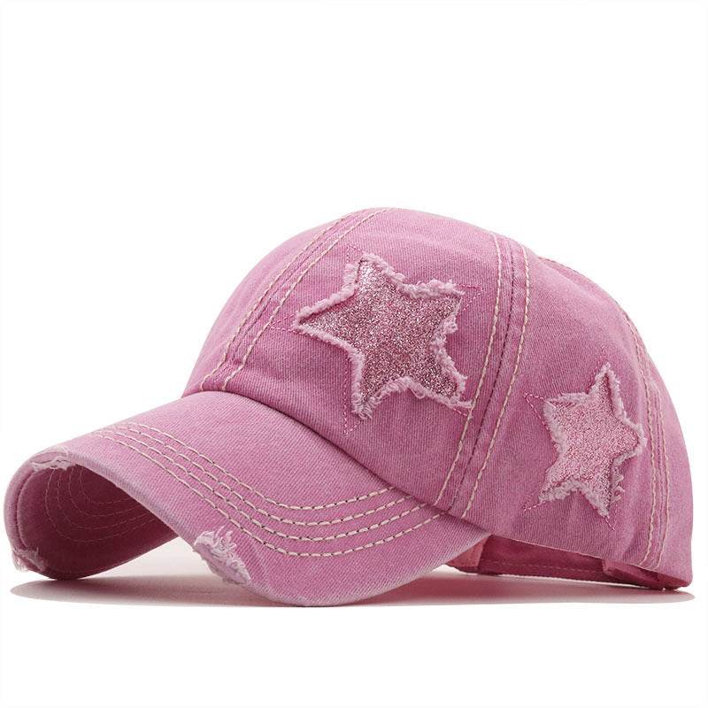 Washed And Worn Pentagram Baseball Cap Pink MuddyStock