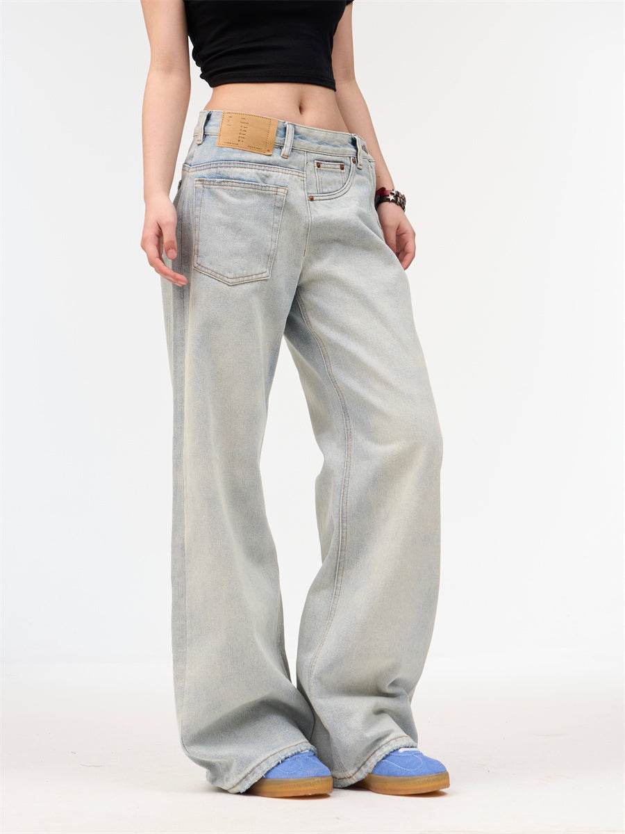 Women's Loose Retro Washed Light Colored Jeans MuddyStock