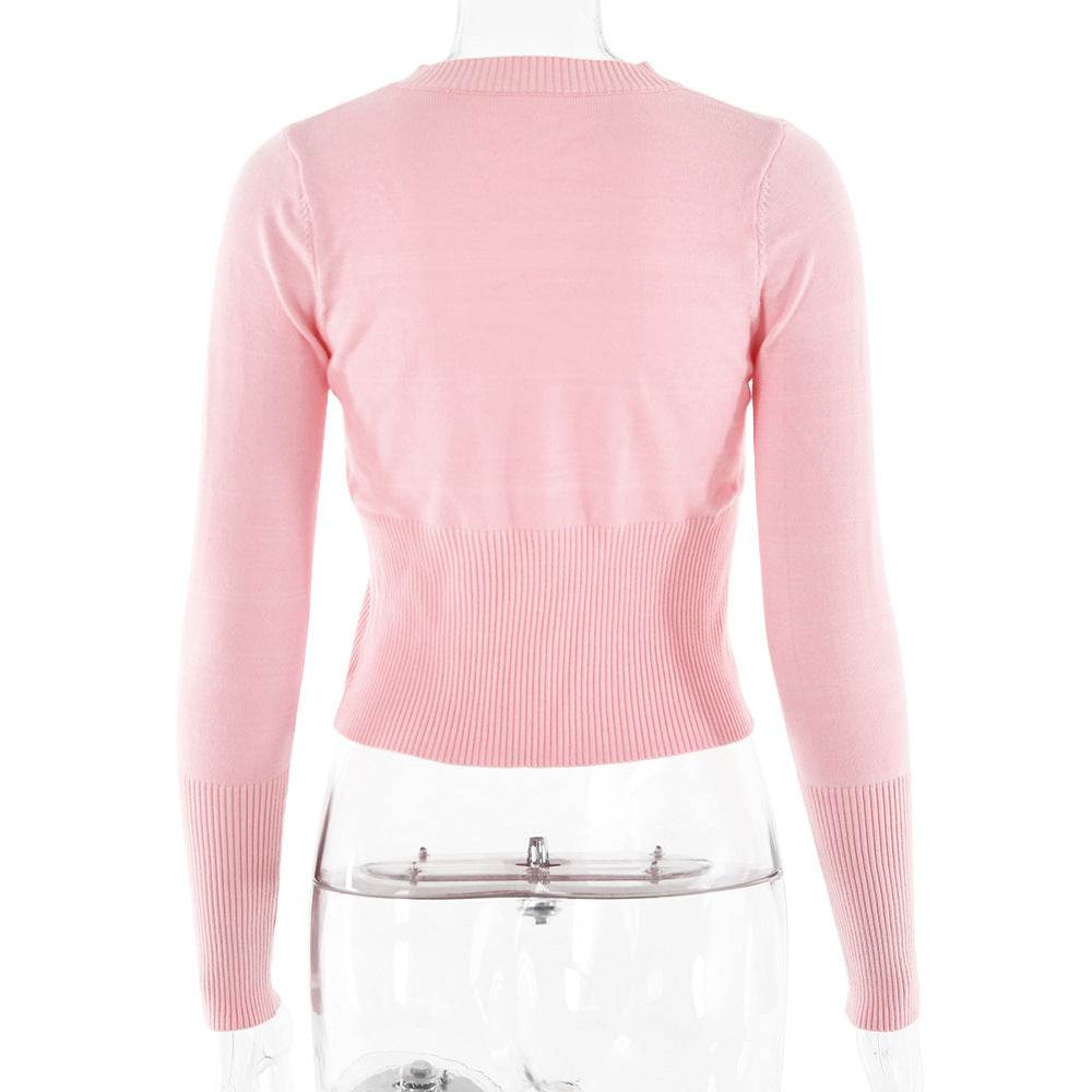 Women's Knitted Long Sleeve Slim Round Neck Top MuddyStock