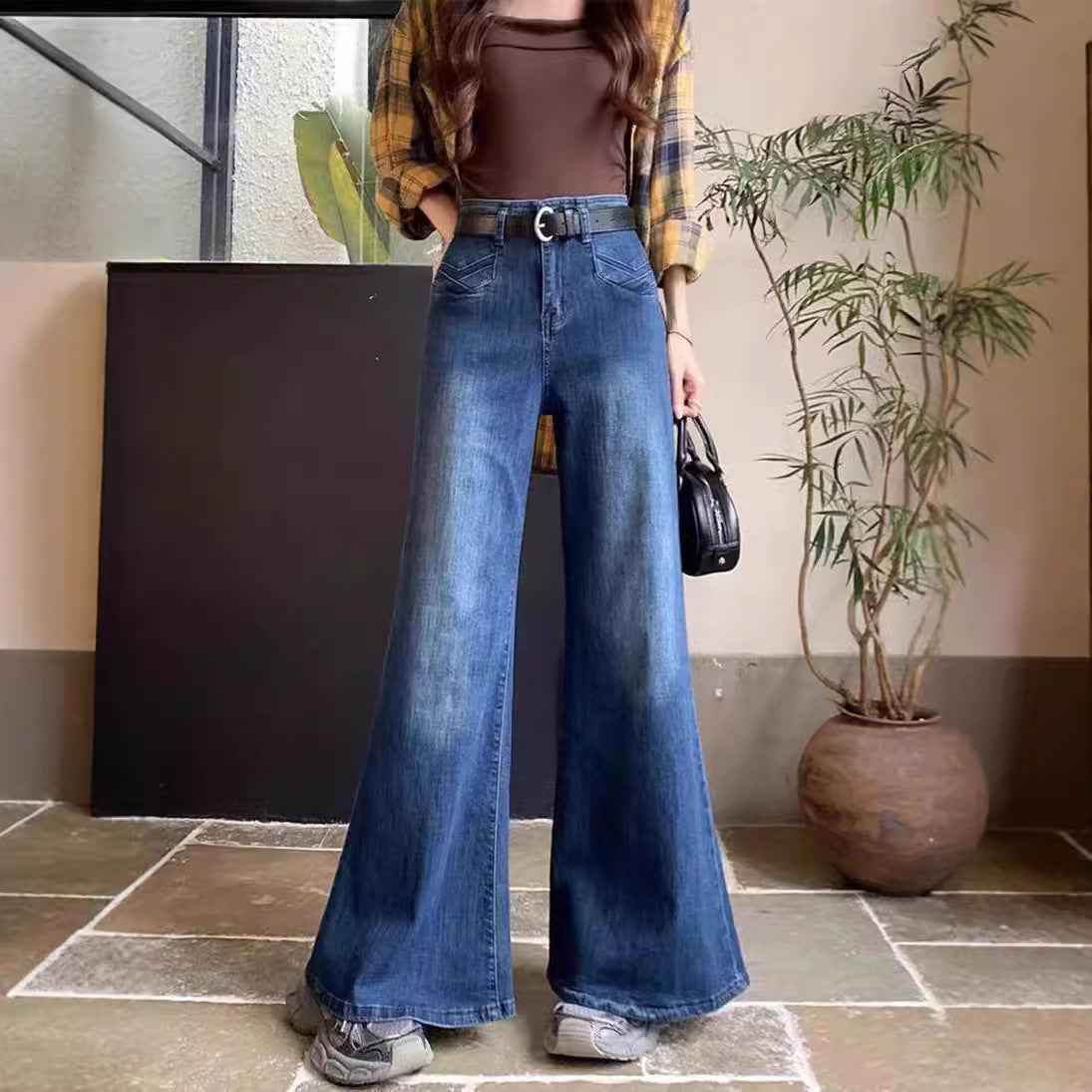 Women's Autumn New High Waist Slimming And Straight Wide Leg Mop Pants MuddyStock