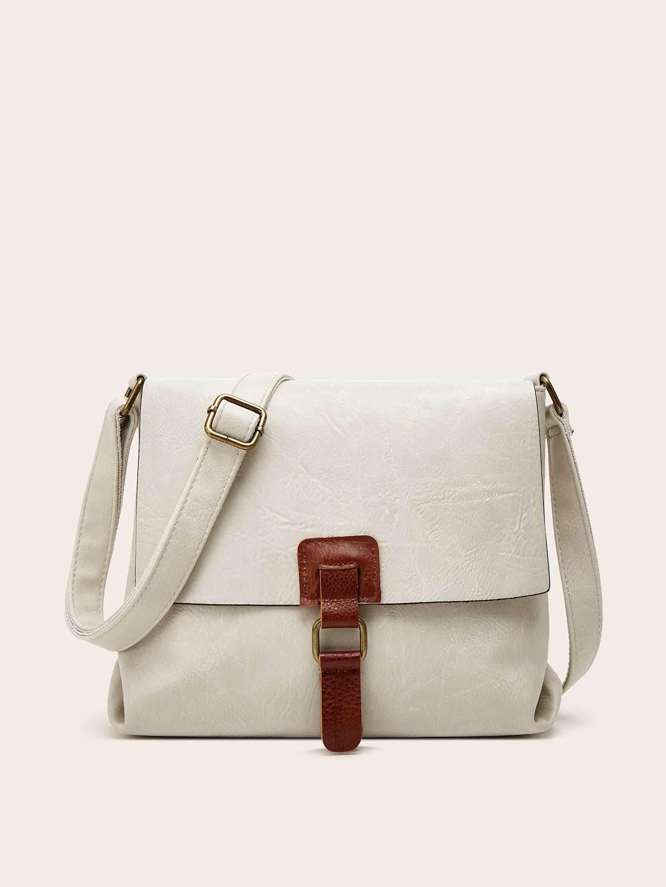 Minimalist Preppy Style Shoulder Fashion Casual Messenger Bag Milky White