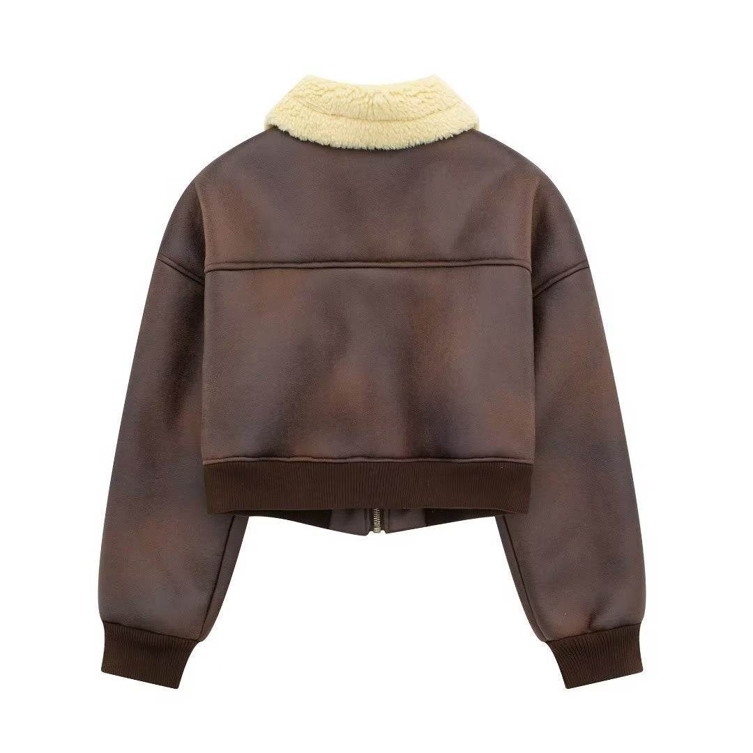 Thickened Lapel Double-sided Pilot Short Jacket For Women MuddyStock