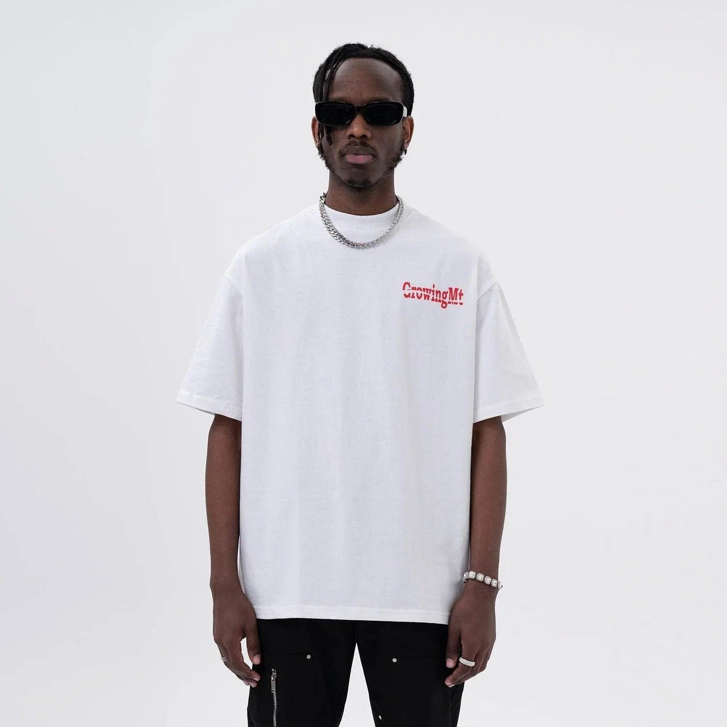 Men's Casual Back Letter Print Short-sleeve T-shirt White