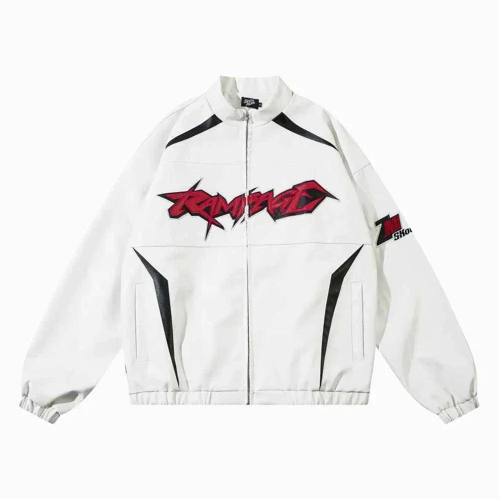Locomotive Style PU Jacket For Men And Women White