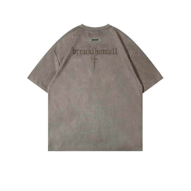 Retro Alphabet Embroidered T-shirt Men MuddyStock
