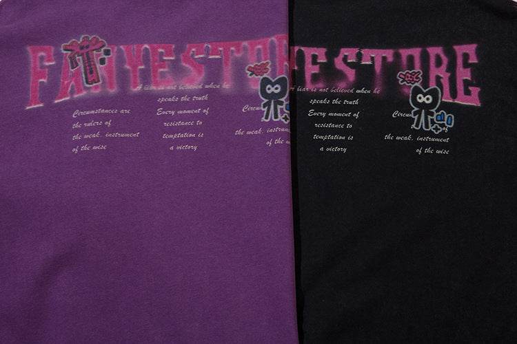 Cartoon Anime Print Distressed T-shirt For Men And Women MuddyStock