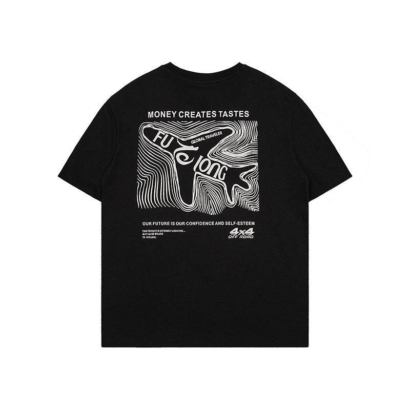 Loose Fashion Cotton Short Sleeve For Men And Women Black MuddyStock