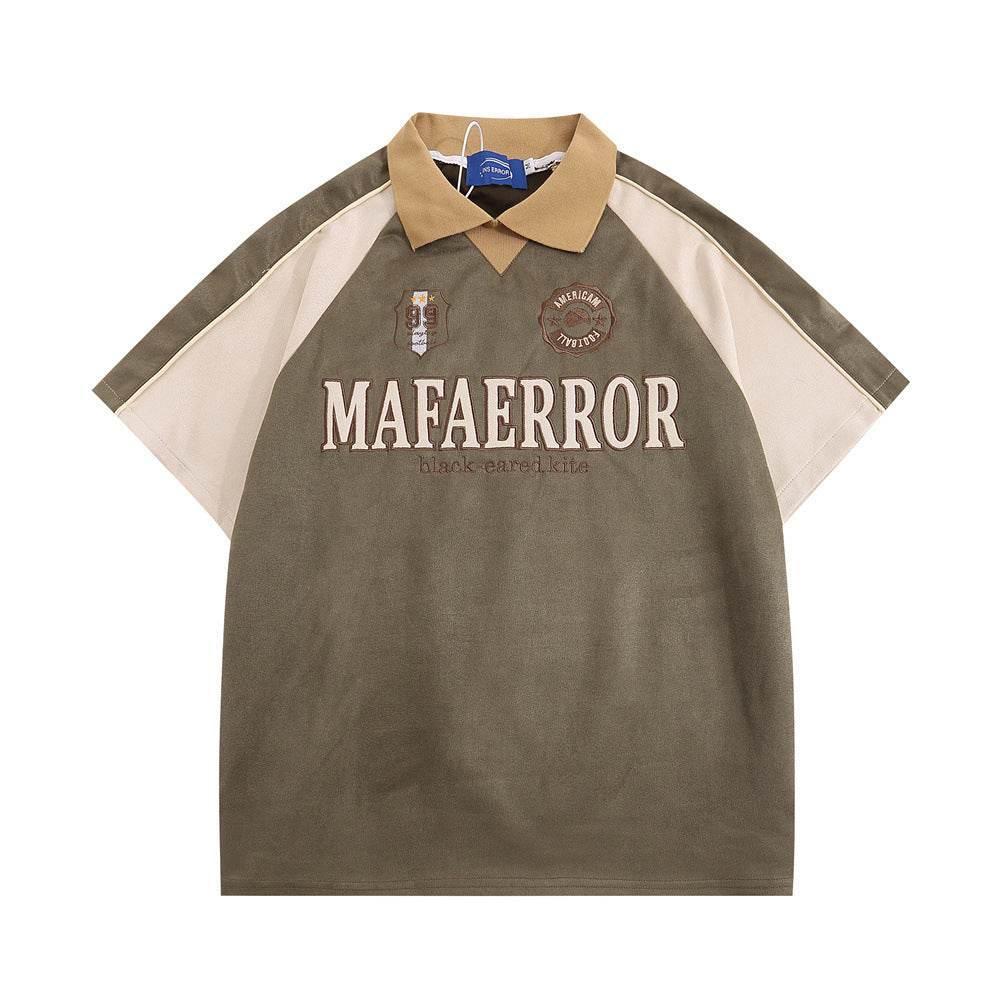Polo Shirt Men's Stitching Short Sleeve Olive
