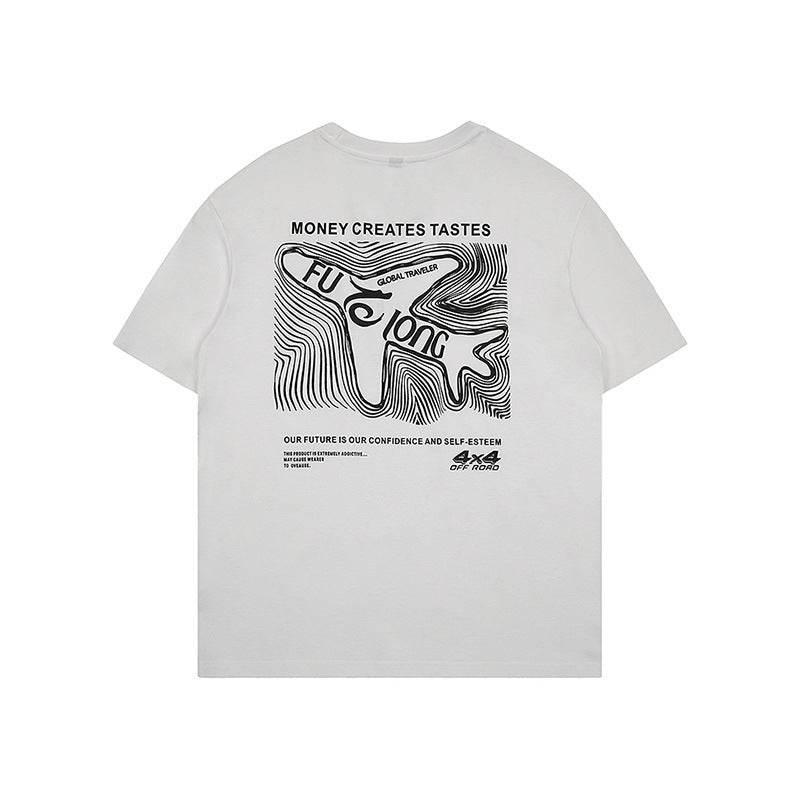 Loose Fashion Cotton Short Sleeve For Men And Women White