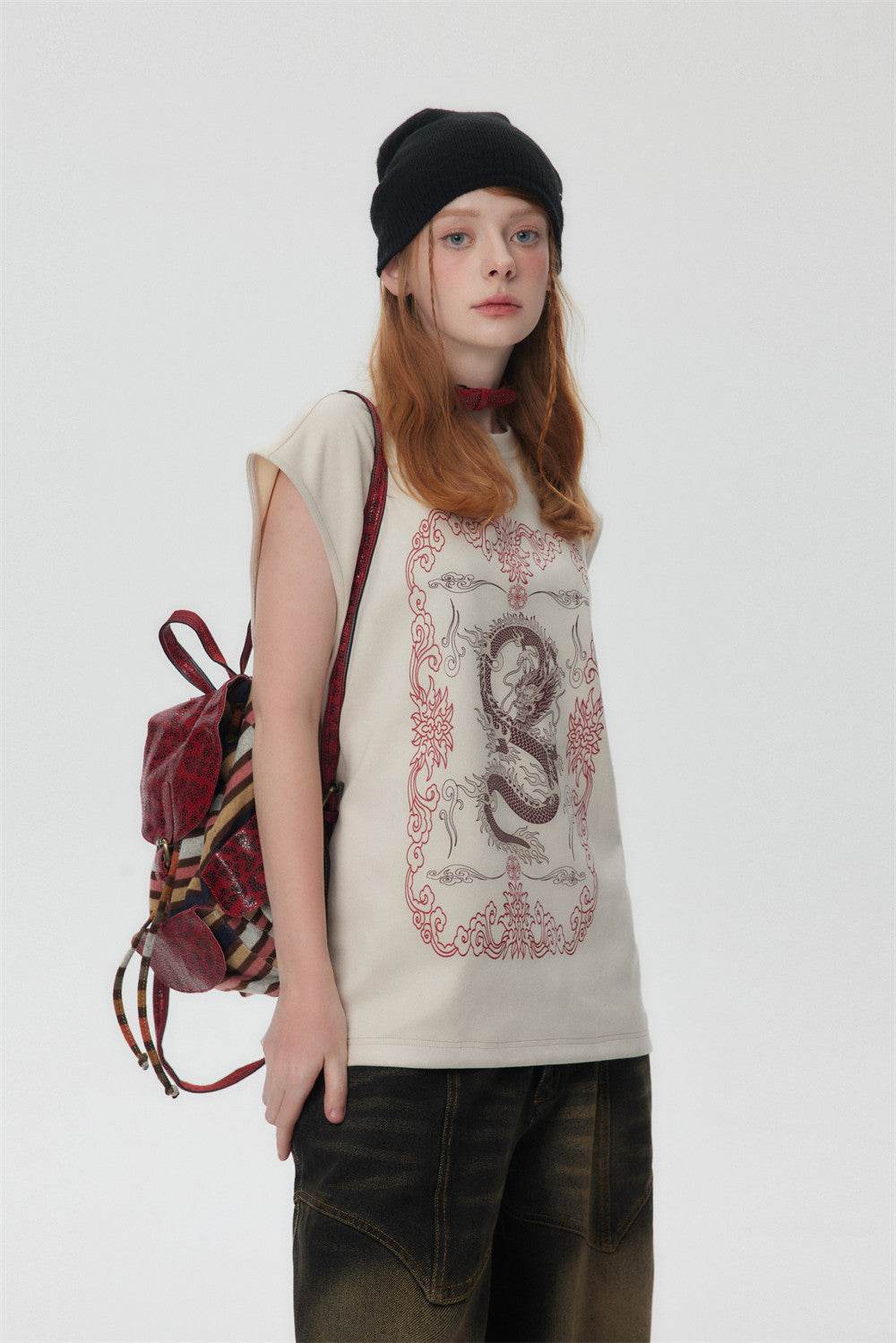 Dragon Pattern Printed Vest Women's Top MuddyStock