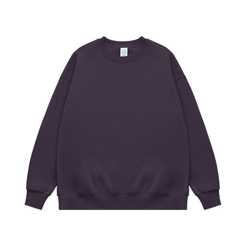 Fleece-lined Loose Rainbow Round Neck Sweater Dark Night Purple MuddyStock
