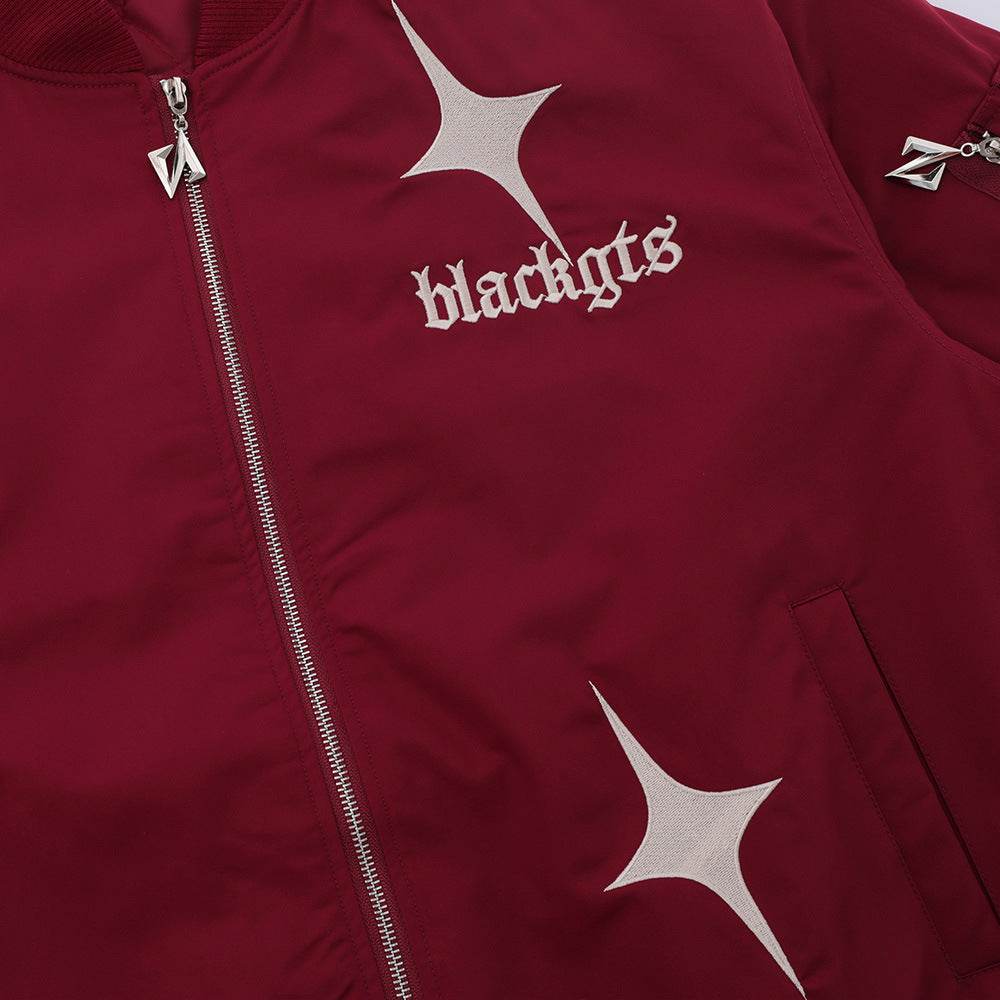 Star Letters Embroidered Stand Collar Zip Jacket For Men And Women MuddyStock