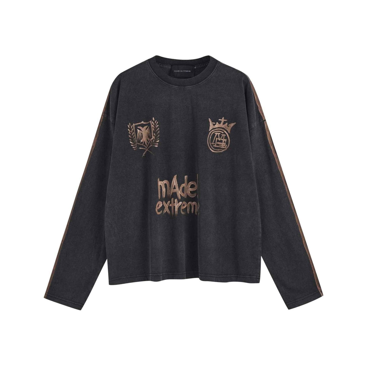 Washed Old Printing Hand Painted Jersey For Men And Women Fried Salt Black