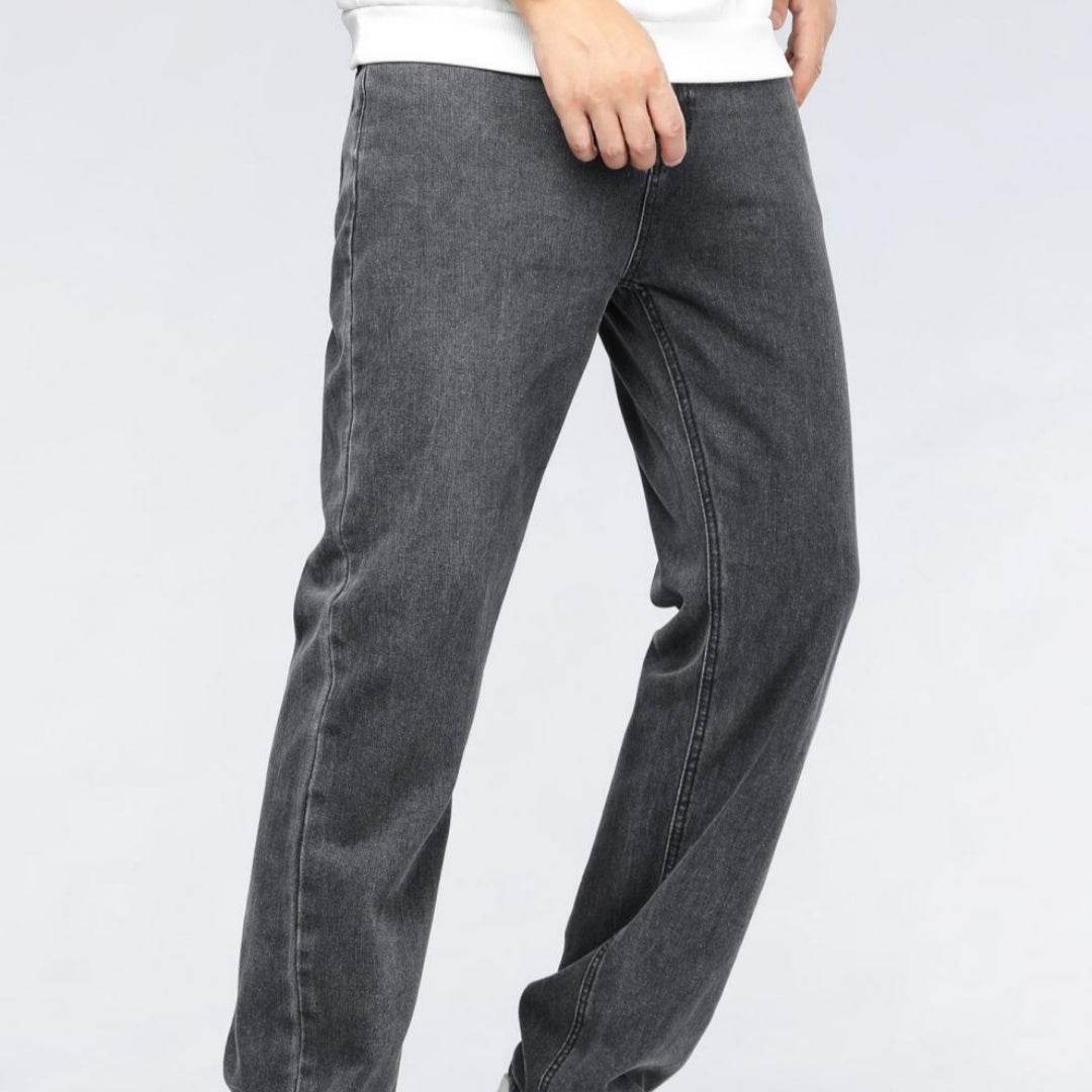 Men's Simple Casual Extra Long Jeans Fried Black And Gray MuddyStock