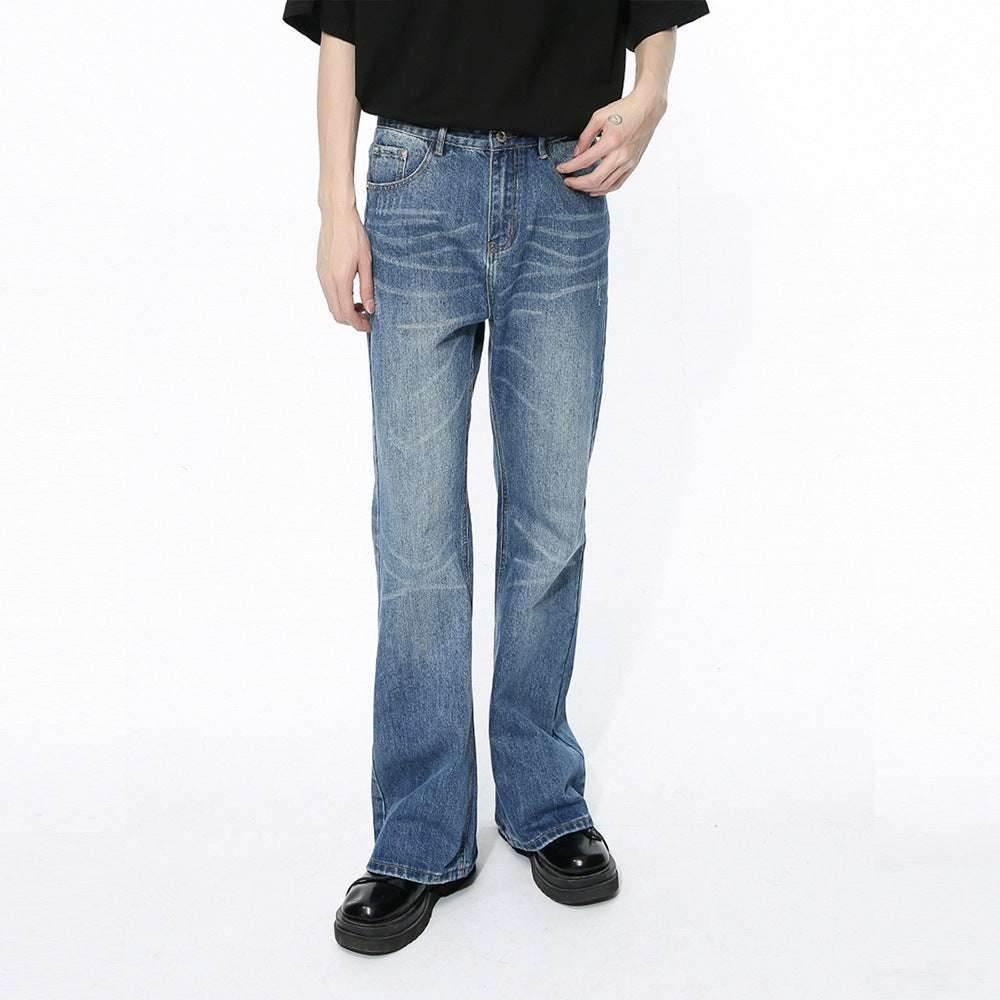 Retro Slimming Water Ripple Slightly Flared Washed Jeans MuddyStock