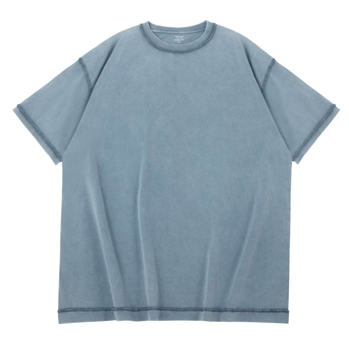 Heavy-duty Washed Reverse Short-sleeved Men Navy 240G MuddyStock