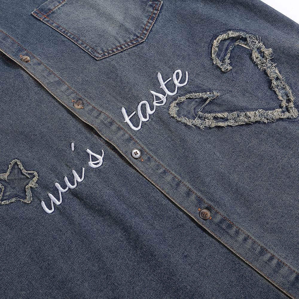 Fashion Punk Denim Short Sleeve Shirt Women MuddyStock