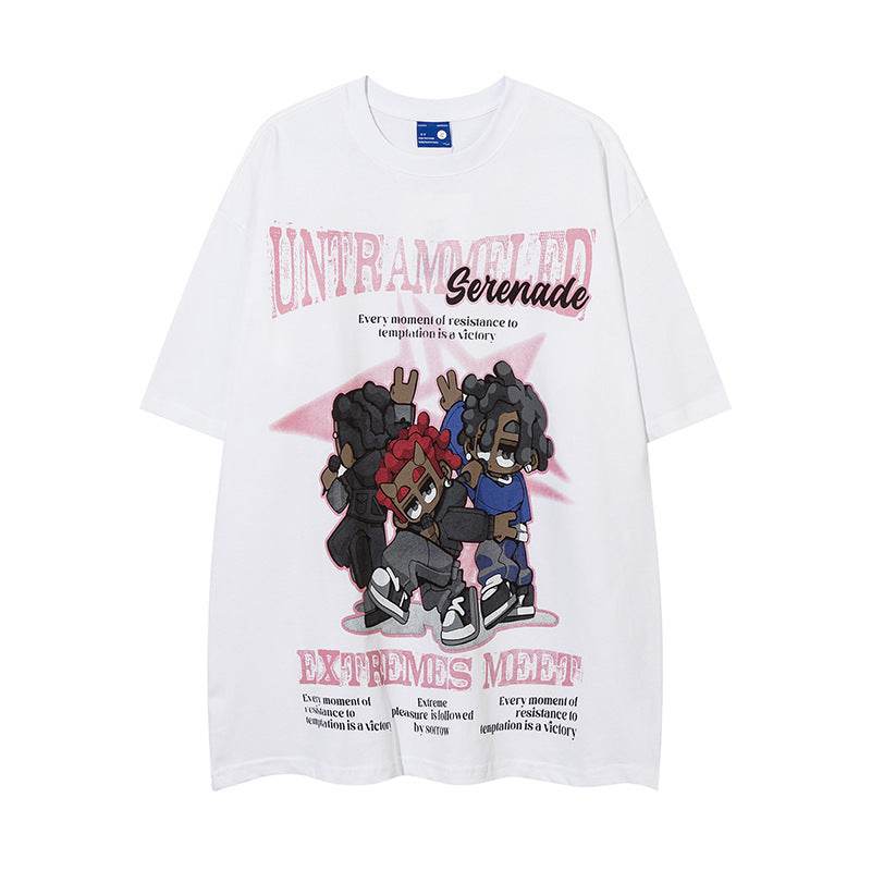 Cartoon Five-pointed Star Printed Short Sleeve For Men And Women MuddyStock