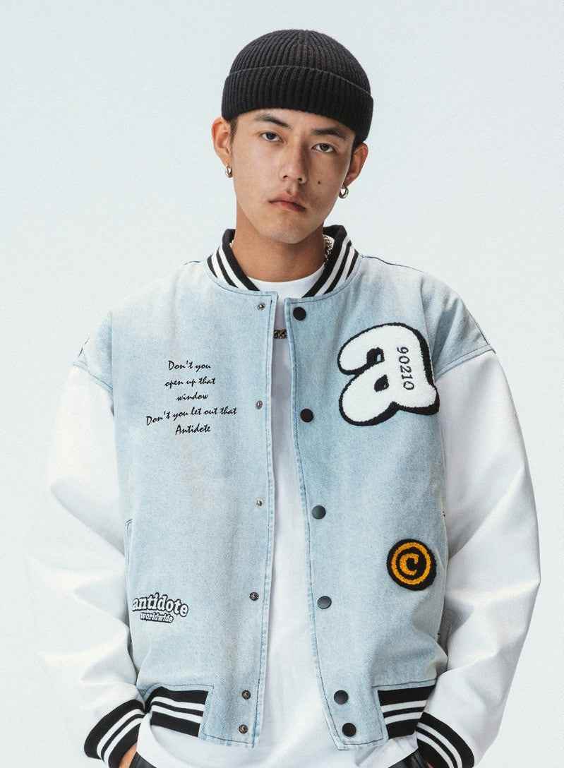 Cotton Towel Embroidered Washed Denim Baseball Uniform For Men MuddyStock