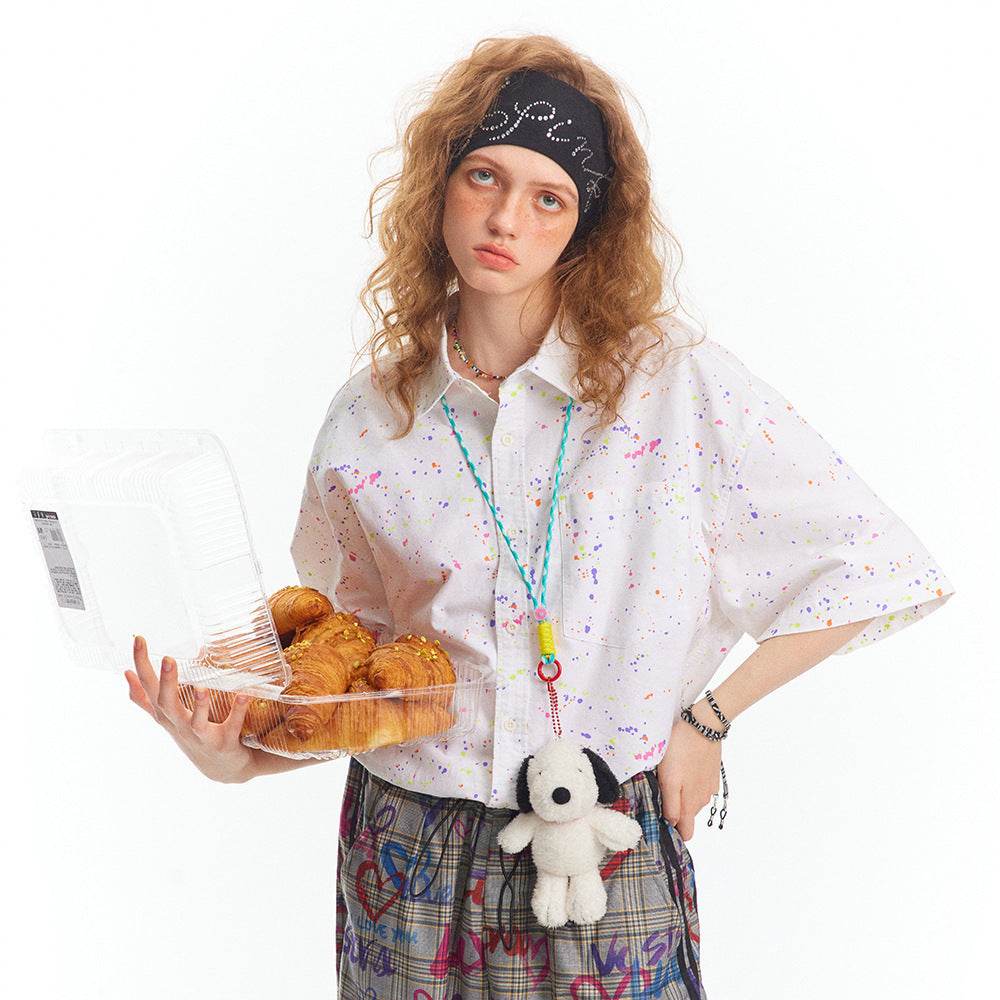 Splash-ink Short-sleeved Shirt For Women MuddyStock