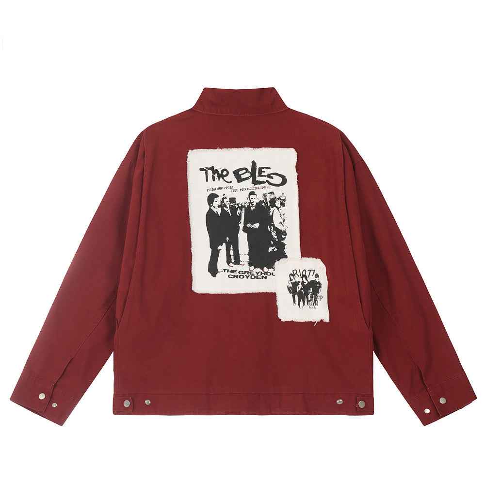 Retro Canvas Jacket For Men And Women Dark Red MuddyStock