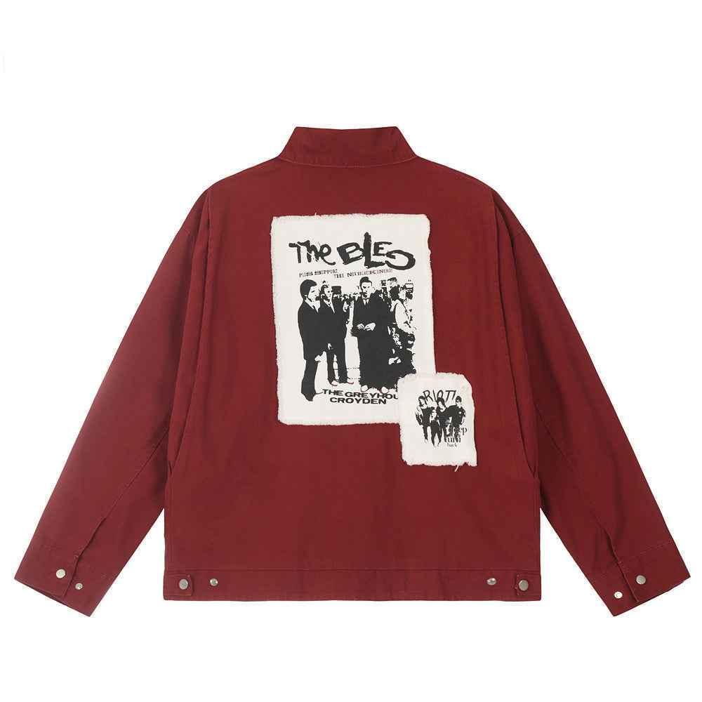 Retro Canvas Jacket For Men And Women Dark Red