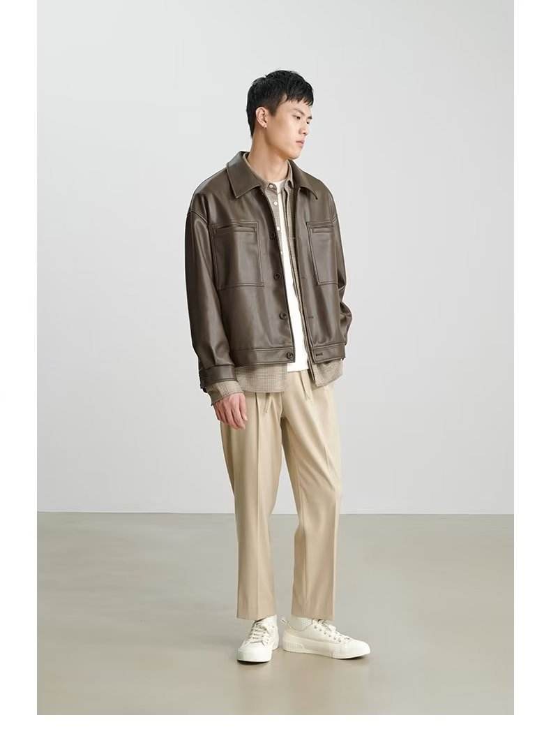 Fashion PU Leather Coat Men's Top MuddyStock