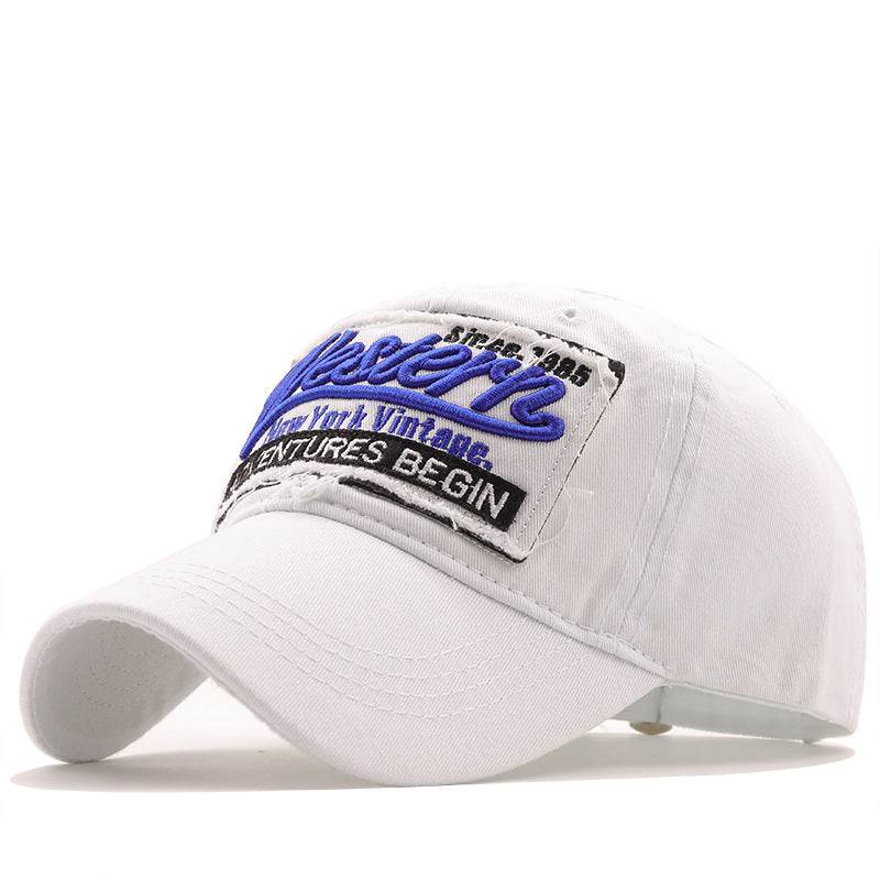 Big Alphabet Embroidery Baseball Washed Old Hat White Adjustable MuddyStock