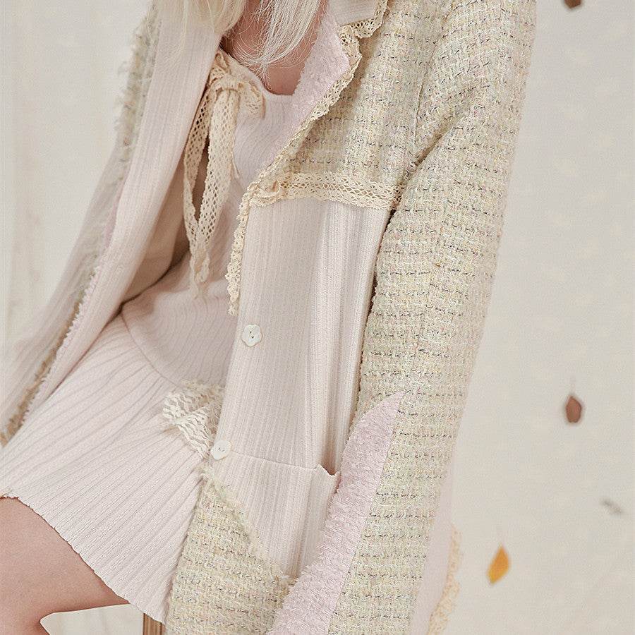Women's Knit Panel Wool Oversized Blazer MuddyStock
